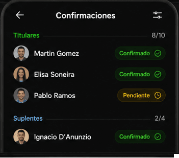 Confirmaciones en Tiempo Real